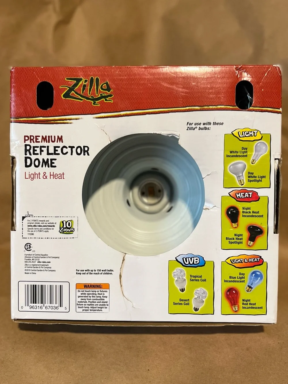 ZILLA DOME REFLECTOR CERAMIC BOX 8.5in WHITE NIB